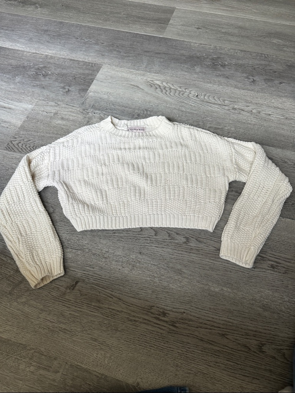 Ella Moss Ivory Cropped Crewneck Sweater